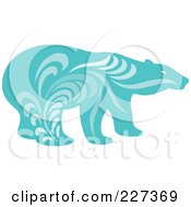 Poster, Art Print Of Blue Polar Bear With Vintage Swirl Designs