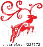 Poster, Art Print Of Red Reindeer With Swirl Designs - 4