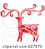 Poster, Art Print Of Red Reindeer With Swirl Designs - 6