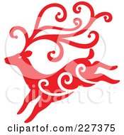 Poster, Art Print Of Red Reindeer With Swirl Designs - 3