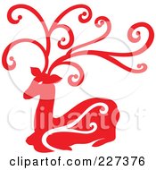 Poster, Art Print Of Red Reindeer With Swirl Designs - 5