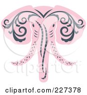 Pink Elephant With Gray Designs