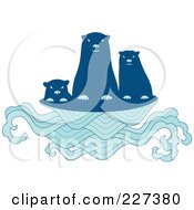 Poster, Art Print Of Cute Sea Otter Family Above Waves