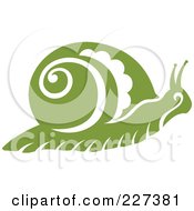 Poster, Art Print Of Green Snail With Vintage Swirl Designs