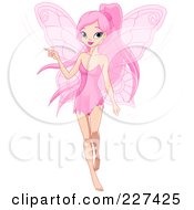 Poster, Art Print Of Pretty Pink Haired Fairy Pointing To The Left