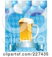 Poster, Art Print Of Blue Diamond Oktoberfest Background With Balloons Beer And A Blank Banner