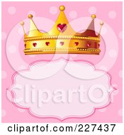 Poster, Art Print Of Princess Crown Over A Frame On Polka Dot Pink