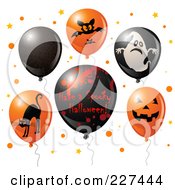 Poster, Art Print Of Digital Collage Of Red And Black Halloween Balloons With A Have A Spooky Halloween Greeting