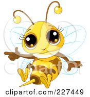 Poster, Art Print Of Cute Baby Bee Flying And Pointing