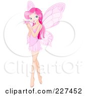 Poster, Art Print Of Pretty Pink Haired Fairy Holding A Butterfly
