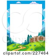 Poster, Art Print Of Path Leading Through A Meadow Near A Fence At The Edge Of A Forest Border Frame