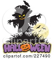 Royalty Free RF Clipart Illustration Of A Scarecrow Over Halloween Text by visekart