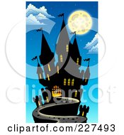 Poster, Art Print Of Full Moon Above A Dark Castle