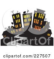 Royalty Free RF Clipart Illustration Of A Road Leading To A City With Lights Shining Through The Windows