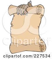 Poster, Art Print Of Clawed Monster Hand Holding Parchment Paper On A White Background