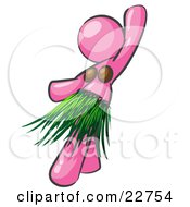 Clipart Illustration Of A Pink Hula Dancer Woman In A Grass Skirt And Coconut Shells Performing At A Luau by Leo Blanchette