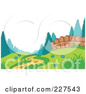 Poster, Art Print Of Foot Path Leading Through A Meadow Near A Fence At The Edge Of A Forest