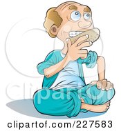 Royalty Free RF Clipart Illustration Of A Balding Man Sitting On The Floor And Thinking