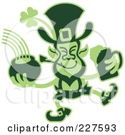 Poster, Art Print Of Green Two Toned Leprecaun Holding A Beer And Pot Of Gold
