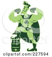 Poster, Art Print Of Super Hero Man Powered By Beer His Foot Up On A Keg
