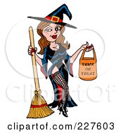 Poster, Art Print Of Sexy Halloween Witch Holding A Trick Or Treat Bag