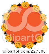 Poster, Art Print Of Festive Orange Wreath With Halloween Pumpkins