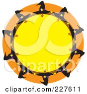 Royalty Free RF Clipart Illustration Of A Festive Orange And Yellow Wreath With Witch Hats by Maria Bell