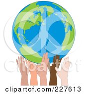 Diverse Hands Holding Up A Peace Earth