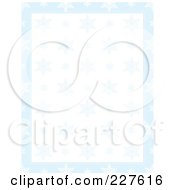 Poster, Art Print Of Background Of Blue Snowflakes Over White With A Border Of Blue