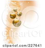 Royalty Free RF Clipart Illustration Of A Golden Christmas Background Of Snowy Grunge And Gold Ornaments