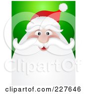 Poster, Art Print Of Happy Santa Face Smiling Over Green