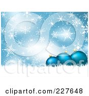 Royalty Free RF Clipart Illustration Of A Blue Christmas Background Of Snowy Grunge And Blue Ornaments