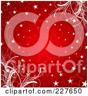 Poster, Art Print Of Red Christmas Background Of Stars And Foliage