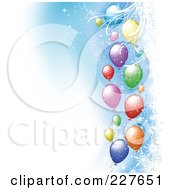Poster, Art Print Of Background Of Colorful Balloons With Snowflakes On Blue And White