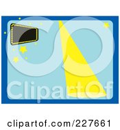 Royalty Free RF Clipart Illustration Of A Spotlight Shining Down On A Blue Background With A Marquee Sign