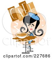 Poster, Art Print Of Retro Woman Drinking Coffee In A Cafe