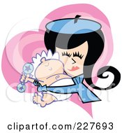Poster, Art Print Of Retro Woman Mom Hugging Her Baby Over A Heart