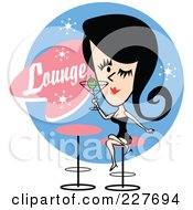 Retro Woman Drinking A Cocktail In A Lounge