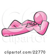 Clipart Illustration Of A Relaxed Pink Businessman Reclining
