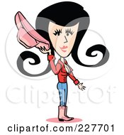 Royalty Free RF Clipart Illustration Of A Retro Cowgirl Woman Standing And Holding Her Hat