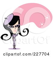 Royalty Free RF Clipart Illustration Of A Retro Woman Pointing To A Pink Cloud With White Stars