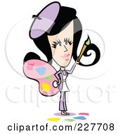 Retro Woman Artist Holding A Palette And Paintbrush