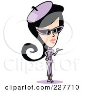 Retro Woman In Purple Standing And Presenting