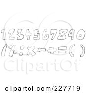 Royalty Free RF Clipart Illustration Of A Digital Collage Of Black And White Doodled Numbers And Math Symbols