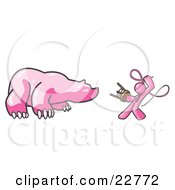 Clipart Illustration Of A Pink Man Holding A Stool And Whip While Taming A Bear Bear Market by Leo Blanchette