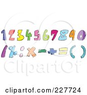Digital Collage Of Colorful Doodled Numbers And Math Symbols