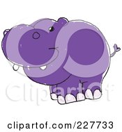 Poster, Art Print Of Cute Doodled Purple Hippo