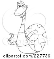 Royalty Free RF Clipart Illustration Of A Coloring Page Outline Of A Happy Snake by yayayoyo