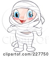 Cute Kid Dressed As A Mummy For Halloween