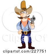 Poster, Art Print Of Western Cowboy Touching His Belt And Holding A Gun